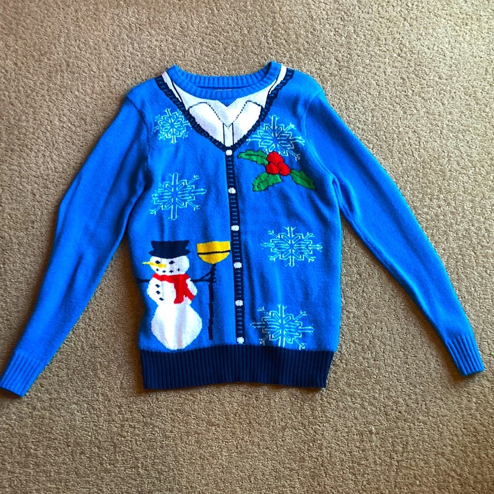 Blue ugly Christmas sweater